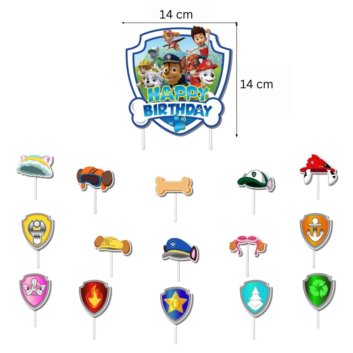 Set 20 baloane copii, Patrula Catelusilor, Petrecere Aniversara, EvrikaUnity®, Latex, 1 Banner Happy Birthday, 16 Cupcake Topper, 1 Cake Topper, Albastru - costumecarnaval - serbare.ro