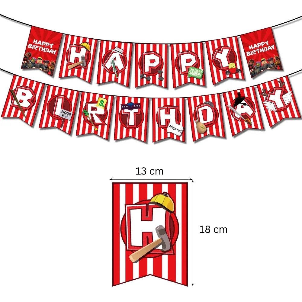 Set 20 baloane copii, Roblox, Petrecere Aniversara, EvrikaUnity®, Latex, 1 Banner Happy Birthday, 20 Cupcake Topper, 1 Cake Topper, Multicolor - costumecarnaval - serbare.ro