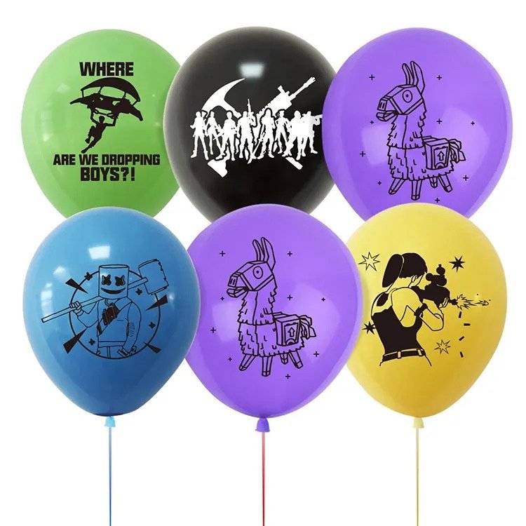Set 20 baloane pentru copii, Fortnite, Petrecere Aniversara, Latex, 1 Banner Happy Birthday, 15 Cupcake Topper, 1 Cake Topper, Multicolor - costumecarnaval - serbare.ro