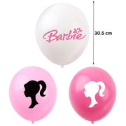 Set 24 baloane copii, Barbie, Barbieland, Petrecere Aniversara, EvrikaUnity®, Latex, 1 Banner Happy Birthday, 16 Cupcake Topper, 1 Cake Topper, Roz/ Roz deschis/ Alb - costumecarnaval - serbare.ro