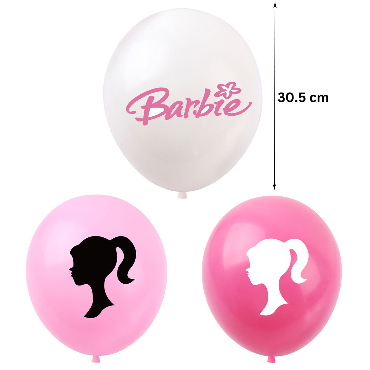 Set 24 baloane copii, Barbie, Barbieland, Petrecere Aniversara, EvrikaUnity®, Latex, 1 Banner Happy Birthday, 16 Cupcake Topper, 1 Cake Topper, Roz/ Roz deschis/ Alb - costumecarnaval - serbare.ro