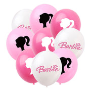 Set 24 baloane copii, Barbie, Barbieland, Petrecere Aniversara, EvrikaUnity®, Latex, 1 Banner Happy Birthday, 16 Cupcake Topper, 1 Cake Topper, Roz/ Roz deschis/ Alb - costumecarnaval - serbare.ro