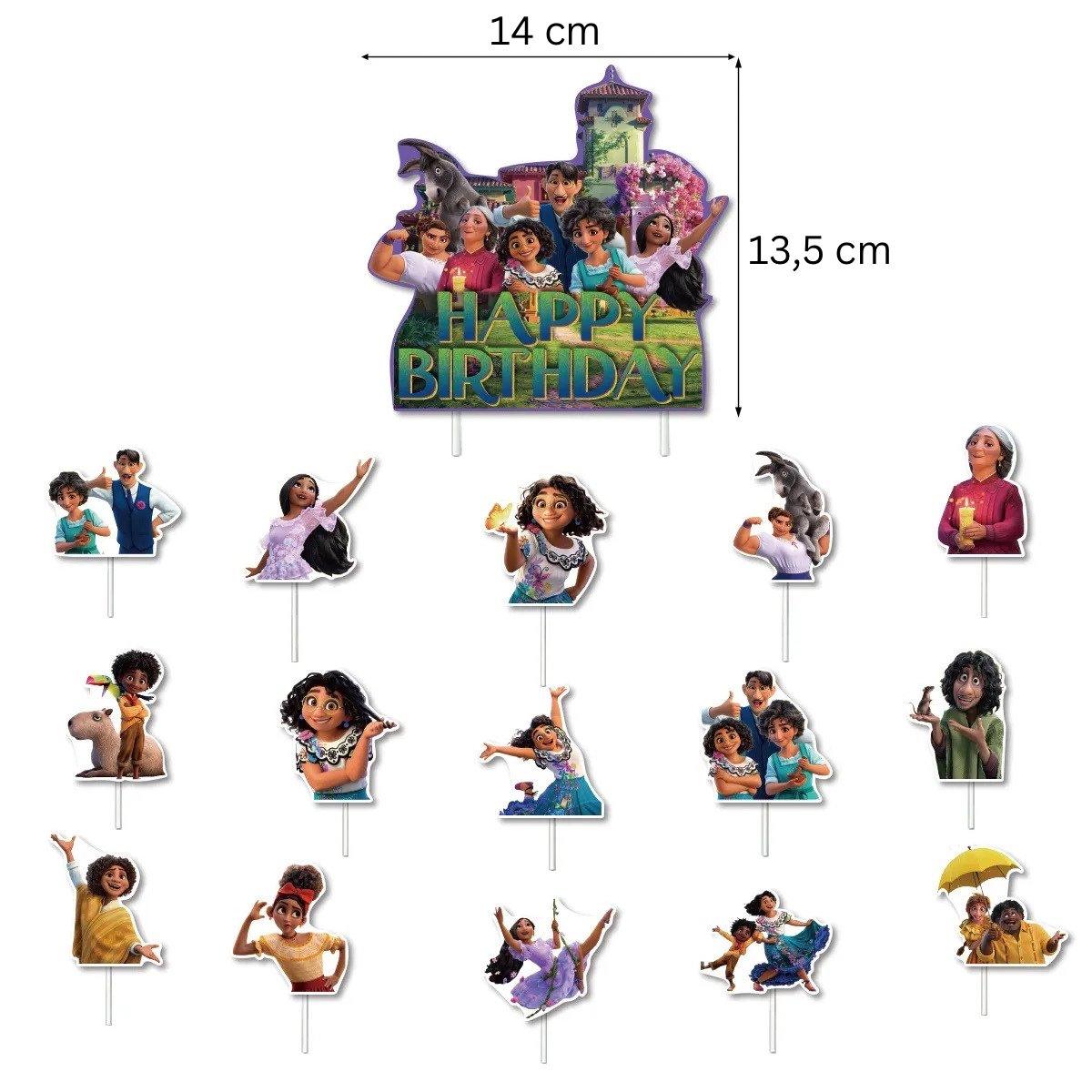 Set 24 baloane copii, Encanto, Petrecere Aniversara, Latex, 1 Banner Happy Birthday, 16 Cupcake Topper,1 Cake Topper, Mov - costumecarnaval - serbare.ro