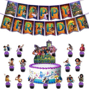 Set 24 baloane copii, Encanto, Petrecere Aniversara, Latex, 1 Banner Happy Birthday, 16 Cupcake Topper,1 Cake Topper, Mov - costumecarnaval - serbare.ro