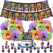 Set 24 baloane copii, Encanto, Petrecere Aniversara, Latex, 1 Banner Happy Birthday, 16 Cupcake Topper,1 Cake Topper, Mov - costumecarnaval - serbare.ro