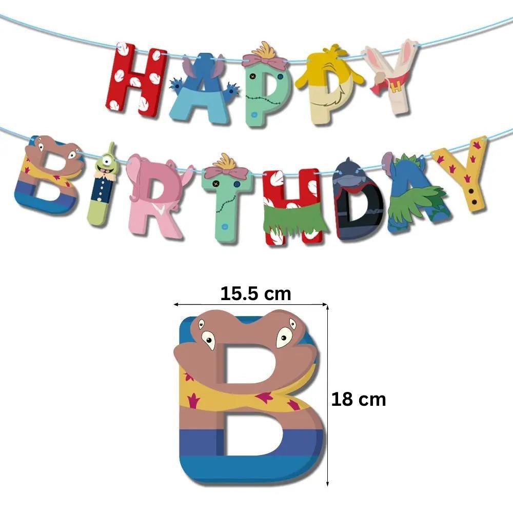 Set 24 baloane pentru Copii, Lilo si Stich, Petrecere Aniversare, Latex, 1 Banner Happy Birthday, 21 Cupcake Topper, 1 Cake Topper, Roz/ Albastru/ Turcoaz - costumecarnaval - serbare.ro