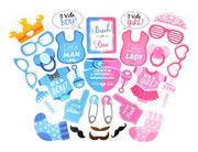 Set 79 de accesorii pentru Gender Reveal cu 39 de Baloane, Bebelusi, EvrikaUnity®, Petrecere dezvaluire de gen copil, Latex, 30 photo props, Multicolor - costumecarnaval - serbare.ro