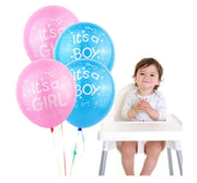 Set 79 de accesorii pentru Gender Reveal cu 39 de Baloane, Picioruse, EvrikaUnity®, Petrecere dezvaluire de gen copil, Latex, 30 photo props, Roz/ Albastru - costumecarnaval - serbare.ro