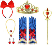 Set Rochie Alba ca Zapada, cu Accesorii si Pelerina, Tesaturi premium, 6 - 7 ani, 140 cm, Albastru / Galben - costumecarnaval - serbare.ro