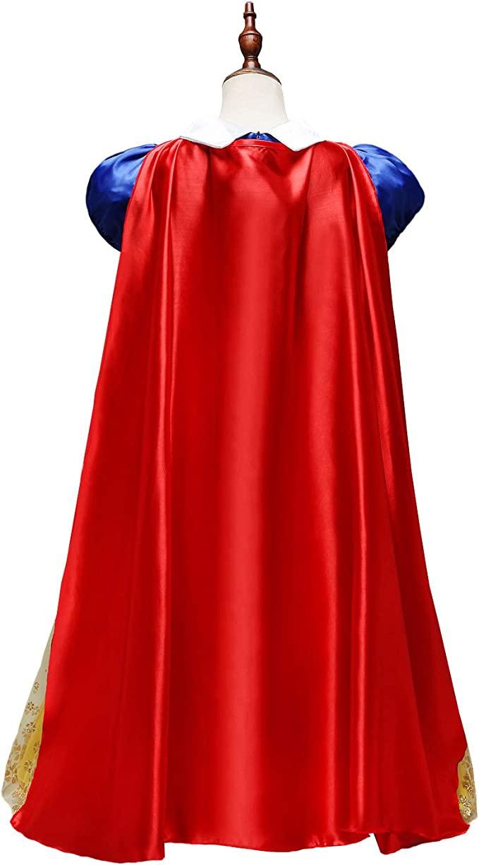 Set Rochie Alba ca Zapada, cu Accesorii si Pelerina, Tesaturi premium, 6 - 7 ani, 140 cm, Albastru / Galben - costumecarnaval - serbare.ro