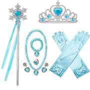 Set Rochie Elsa Frozen 2, cu Accesorii si Trena detasabila, Tesaturi premium, 6 - 7 ani, 140 cm, Alb / Mov perlat - costumecarnaval - serbare.ro