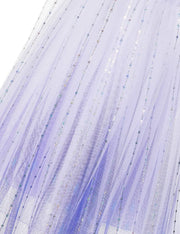 Set Rochie Elsa Frozen 2, cu Accesorii si Trena detasabila, Tesaturi premium, 6 - 7 ani, 140 cm, Alb / Mov perlat - costumecarnaval - serbare.ro
