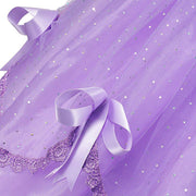 Set Rochie Printesa Sofia, cu Coronita si Accesorii, Tesaturi premium, 4 - 5 ani, 120 cm, Mov imperial - costumecarnaval - serbare.ro
