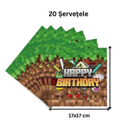 Set vesela pentru 10 copii, Minecraft, Petrecere Aniversara, Carton, Verde - costumecarnaval - serbare.ro