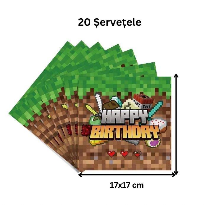 Set vesela pentru 10 copii, Minecraft, Petrecere Aniversara, Carton, Verde - costumecarnaval - serbare.ro