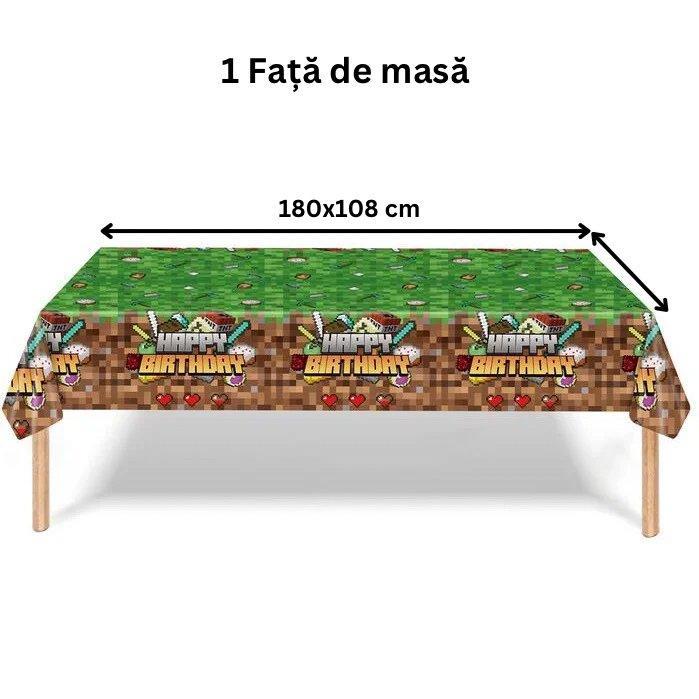 Set vesela pentru 10 copii, Minecraft, Petrecere Aniversara, Carton, Verde - costumecarnaval - serbare.ro