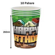 Set vesela pentru 10 copii, Minecraft, Petrecere Aniversara, Carton, Verde - costumecarnaval - serbare.ro