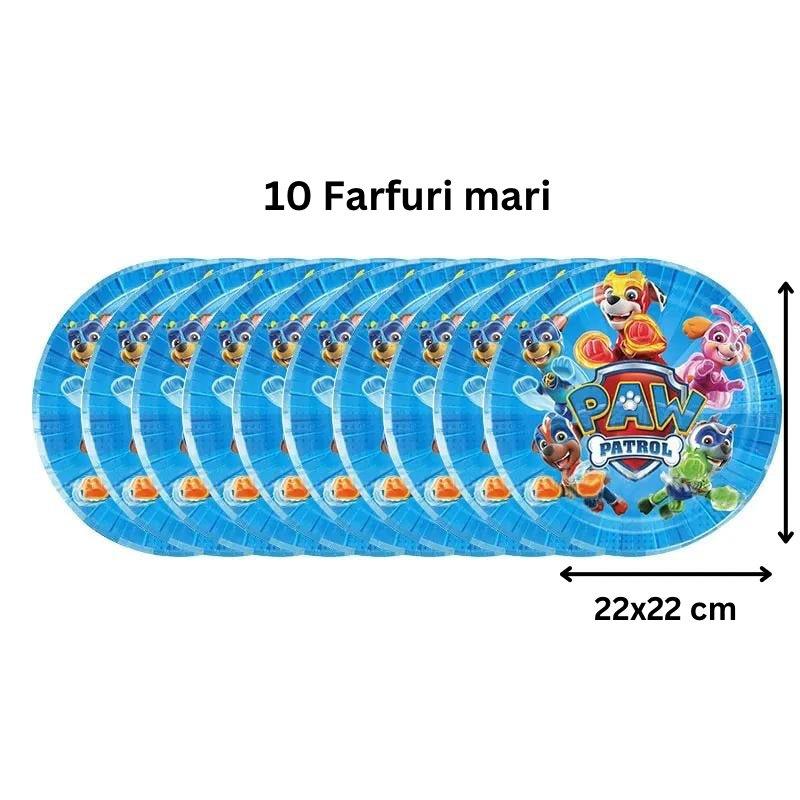 Set vesela pentru 10 copii, Patrula Catelusilor/ Paw Patrol, Petrecere Aniversara, Carton, Multicolor - costumecarnaval - serbare.ro