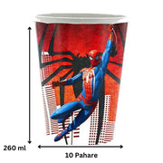 Set vesela pentru 10 copii, Spider - man, Petrecere Aniversara, Carton, Rosu/ Albastru - costumecarnaval - serbare.ro