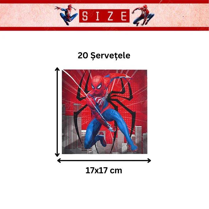 Set vesela pentru 10 copii, Spider - man, Petrecere Aniversara, Carton, Rosu/ Albastru - costumecarnaval - serbare.ro